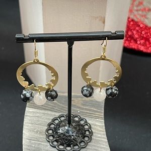 SNOWFLAKE OBSIDIAN AND QUARTZITE EARRINGS